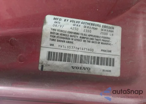 1998 Volvo S70 T5 из США, поврежденный, VIN YV1LS5376W1471600